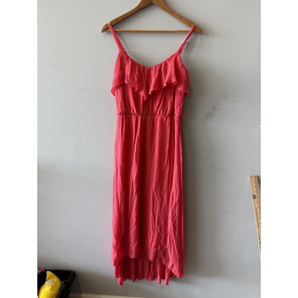 ALYX Dress Womens Small Pink Ruffle Hi‎ Low Sundress Strappy Summer Casual